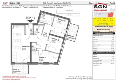 4-Zimmer-Wohnung mieten in Amstetten – 90,88 m², € 1.158 – Bild 9 von 9