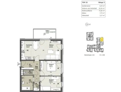 3-Zimmer-Wohnung mieten in Sankt Pölten – 71,51 m², € 905 – Bild 7 von 7