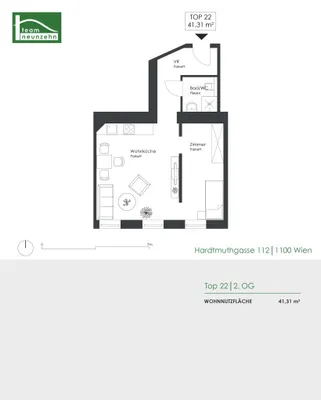 2-Zimmer-Wohnung kaufen in Wien – 41,31 m², € 185.000 – Bild 7 von 7