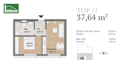 2-Zimmer-Wohnung kaufen in Graz – 37,64 m², € 206.699 – Bild 8 von 8