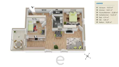3-Zimmer-Wohnung kaufen in Wels – 77,11 m², € 408.700 – Bild 2 von 12