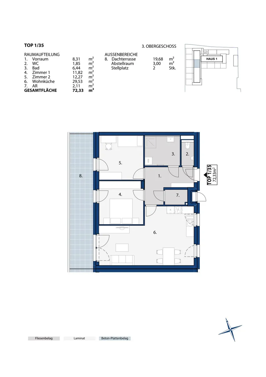 Wohnung mit Dachterrasse | 3.OG | gefördert | Top 35 - Ansicht 2