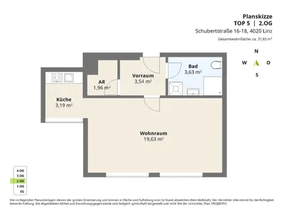 1-Zimmer-Wohnung mieten in Linz – 31,93 m², € 649 – Bild 9 von 9