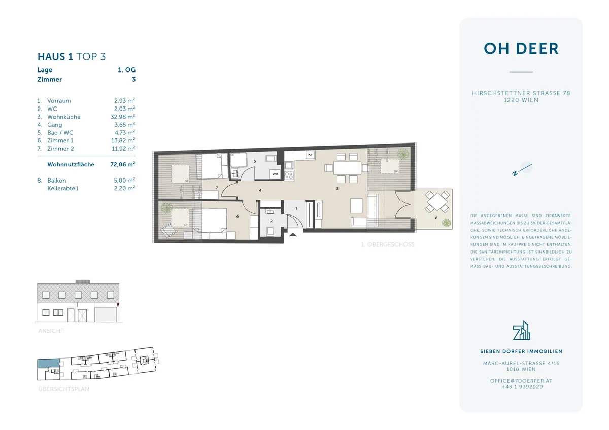 ERSTBEZUG | 3 Zimmer Familienwohnung mit südseitigem Balkon| Nähe Hirschstettner Badeteich - Ansicht 2