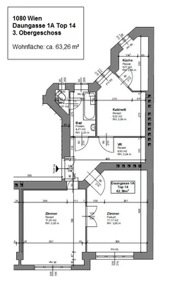 3-Zimmer-Wohnung mieten in Wien – 63,26 m², € 1.215 – Bild 10 von 11
