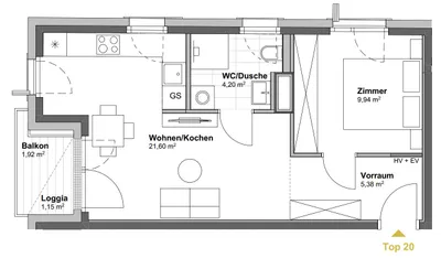 2-Zimmer-Wohnung kaufen in Wien – 41,12 m², € 275.500 – Bild 6 von 9