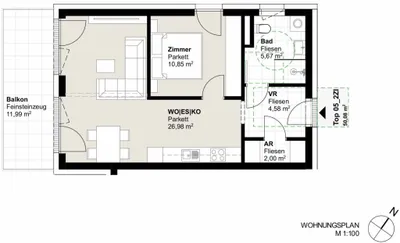 2-Zimmer-Wohnung kaufen in Graz – 50,08 m², € 255.000 – Bild 10 von 12