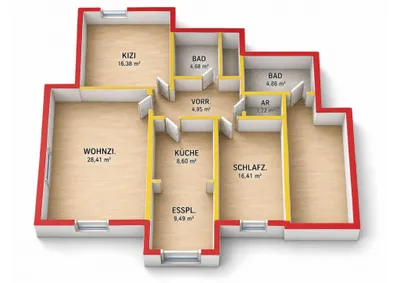 3-Zimmer-Wohnung kaufen in Baden – 102 m², € 270.000 – Bild 10 von 10