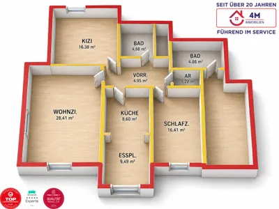 3-Zimmer-Wohnung kaufen in Baden – 102 m², € 270.000 – Bild 3 von 10