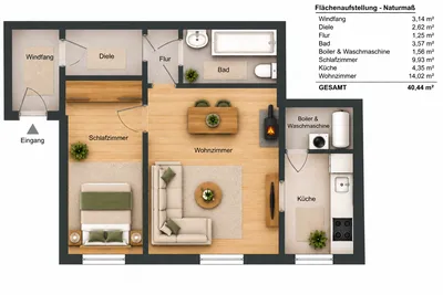 2-Zimmer-Wohnung mieten in Salzburg-Umgebung – 40 m², € 1.350 – Bild 6 von 6