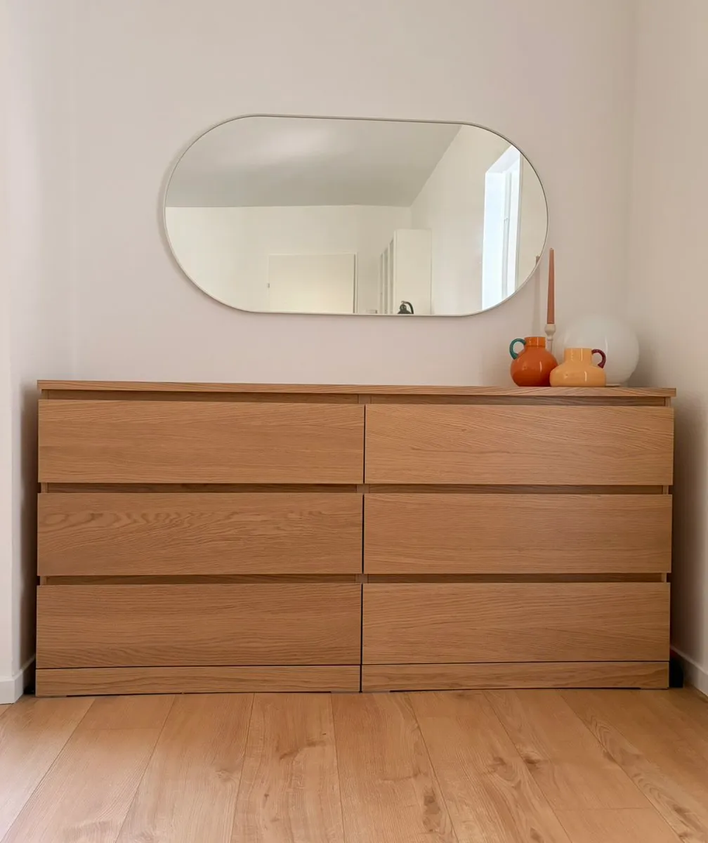 IKEA MALM Kommode 6 Schubladen - Eiche furniert - 160 × 78 cm, € 100,- (1140 Wien)
