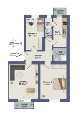 3-Zimmer-Wohnung kaufen in Graz – 77,11 m², € 249.000 – Bild 27 von 27