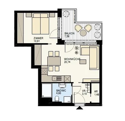 2-Zimmer-Wohnung kaufen in Wien – 40,83 m², € 490.900 – Bild 8 von 11