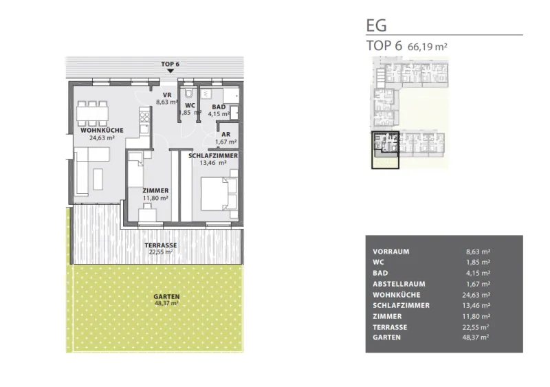 2-toaline korter, 66 m²