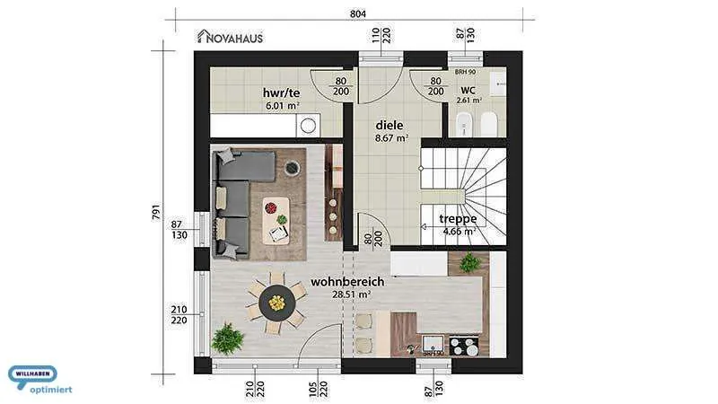 NOVA HAUS - AKTION! Ziegel-Massiv-Haus NOVA 100 Schlüsselfertig mit Bodenplatte inkl. Erdarbeiten zum Fixpreis - Ansicht 2