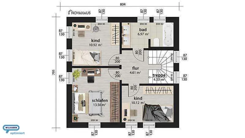 NOVA HAUS - AKTION! Ziegel-Massiv-Haus NOVA 100 Schlüsselfertig mit Bodenplatte inkl. Erdarbeiten zum Fixpreis - Ansicht 3