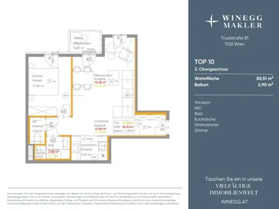2-Zimmer-Wohnung mieten in Wien – 50,57 m², € 1.161 – Bild 9 von 9