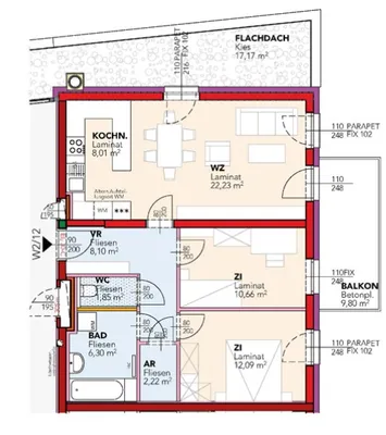3-Zimmer-Wohnung mieten in Mistelbach – 71,46 m², € 779 – Bild 2 von 2