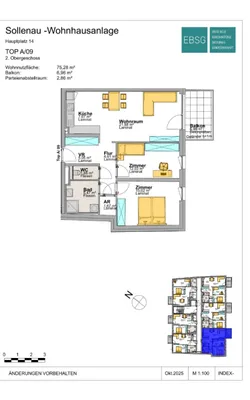 3-Zimmer-Wohnung mieten in Wiener Neustadt Land – 75,28 m², € 1.101 – Bild 2 von 2