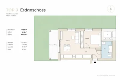 2-Zimmer-Wohnung kaufen in Graz – 45,04 m², € 318.987 – Bild 6 von 6