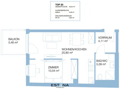 2-Zimmer-Wohnung mieten in Wien – 40,54 m², € 819 – Bild 9 von 9