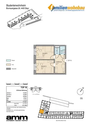 1-Zimmer-Wohnung mieten in Steyr – 13,33 m², € 474 – Bild 4 von 8