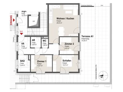 2-Zimmer-Immobilie kaufen in Braunau am Inn – 57,06 m², € 303.264 – Bild 6 von 8