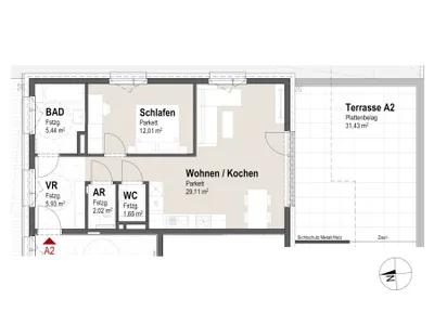 2-Zimmer-Immobilie kaufen in Braunau am Inn – 57,06 m², € 303.264 – Bild 7 von 8