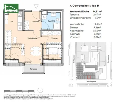 2-Zimmer-Wohnung mieten in Wien – 44,81 m², € 899 – Bild 15 von 15