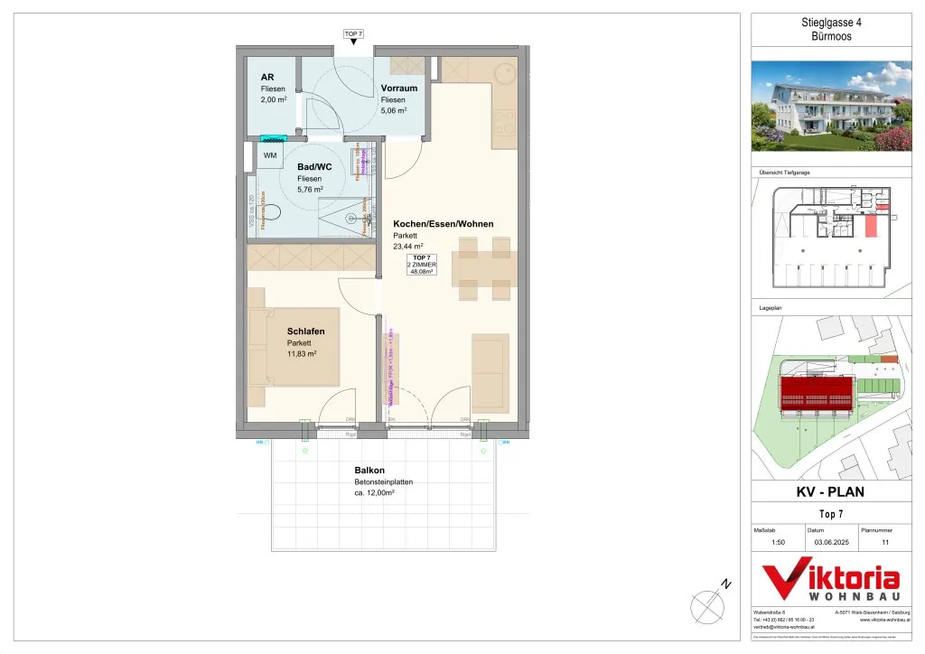 Neue 2-Zimmer Mietwohnung in Bürmoos - Bezug voraussichtlich zwischen 01.10.2026 und 01.11.2026! - Ansicht 2