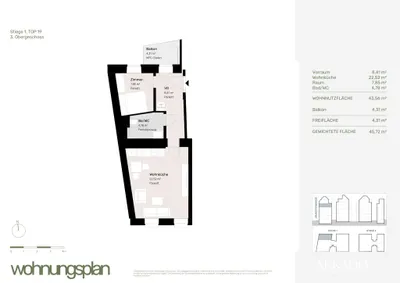 2-Zimmer-Wohnung kaufen in Wien – 43,56 m², € 366.000 – Bild 12 von 12