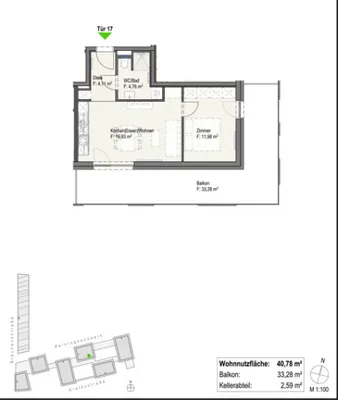 2-Zimmer-Wohnung mieten in Graz – 41 m², € 533 – Bild 1 von 2