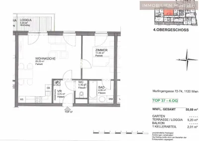 2-Zimmer-Wohnung mieten in Wien – 51 m², € 1.145 – Bild 7 von 8