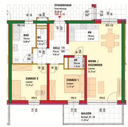 Wohnung im 1. Obergeschoss mit Balkon - Ansicht 2