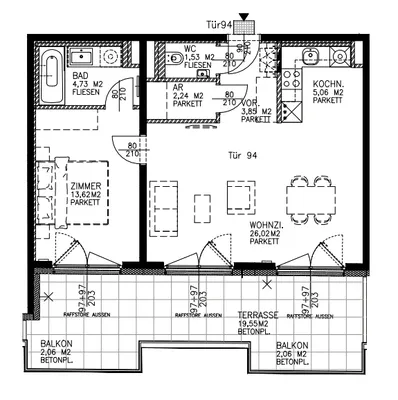2-Zimmer-Wohnung mieten in Wien – 57,05 m², € 1.097 – Bild 10 von 11