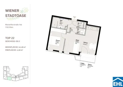 2-Zimmer-Wohnung mieten in Wien – 43,95 m², € 1.080 – Bild 13 von 13
