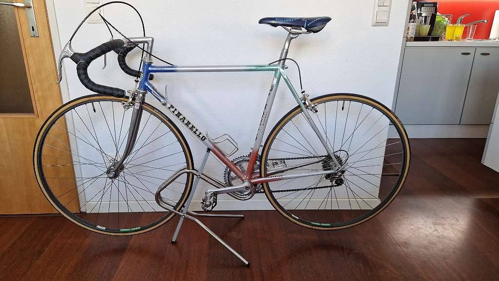 80-er Vintage Rennrad Pinarello Asolo mit Rahmenschaltung,  CroMor-Stahlrahmen 52cm, Shimano 600 komplett, Top Zustand,  750,- (1200  Wien) - willhaben