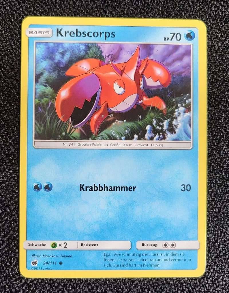 Sammelkarte Pokemon Sonne & Mond Edition: Krebscorps Krabbhammer, Hornliu Giftstachel, Picochilla Spaßkanone, Panflam Kratzer, Kapuno Brüller, Schwalbini Waghalsiger Sturmangriff, Araqua Nagen, Psiau Energieköder, neuwertig