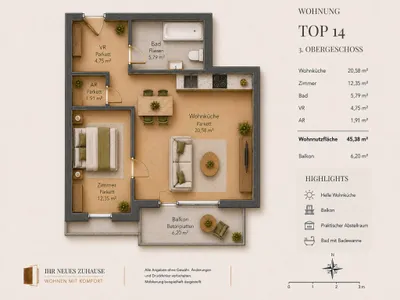 2-Zimmer-Wohnung kaufen in Wien – 45,38 m², € 306.000 – Bild 15 von 15