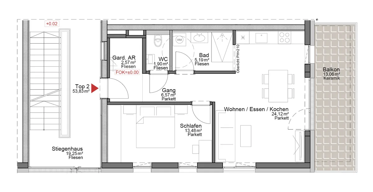 Linz-Römerberg - Perfekte 2 Zimmer-Wohnung in bester Lage - provisionsfrei! - Ansicht 2