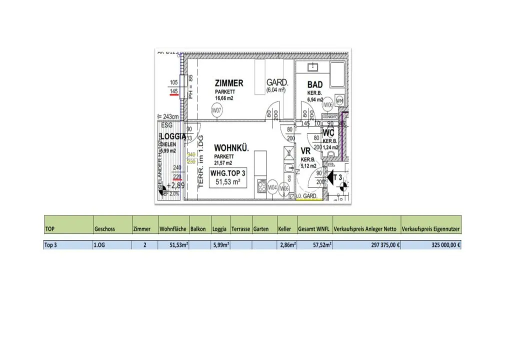 Moderne 2-Zi-Wohnung mit Loggia in 1100 Wien ! - Ansicht 2