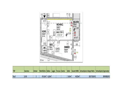 2-Zimmer-Wohnung kaufen in Wien – 46,53 m², € 309.000 – Bild 2 von 2