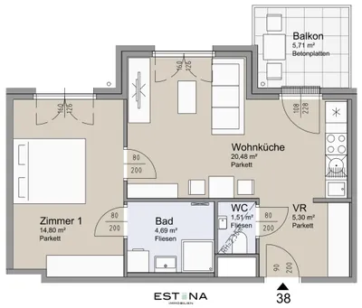 2-Zimmer-Wohnung kaufen in Wien – 46,7 m², € 321.800 – Bild 16 von 16