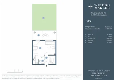 3-Zimmer-Wohnung kaufen in Tulln – 67,8 m², € 295.000 – Bild 17 von 18