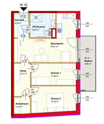 3-Zimmer-Wohnung mieten in Gänserndorf – 67,99 m², € 784 – Bild 2 von 2