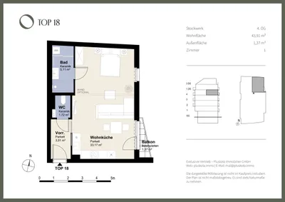 1-Zimmer-Wohnung kaufen in Wien – 43,91 m², € 299.000 – Bild 5 von 5