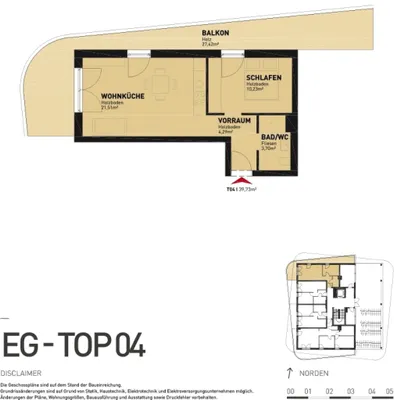 2-Zimmer-Wohnung mieten in Graz – 39,73 m², € 600 – Bild 4 von 4