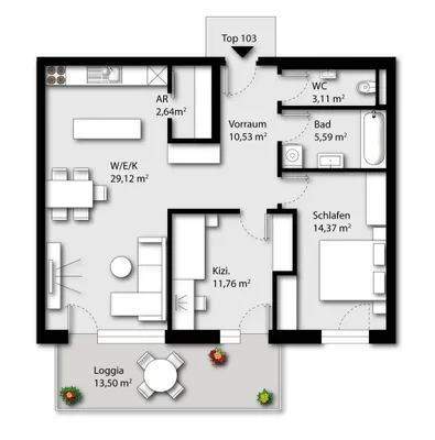 3-Zimmer-Wohnung kaufen in Wels-Land – 77,12 m², € 356.000 – Bild 9 von 9