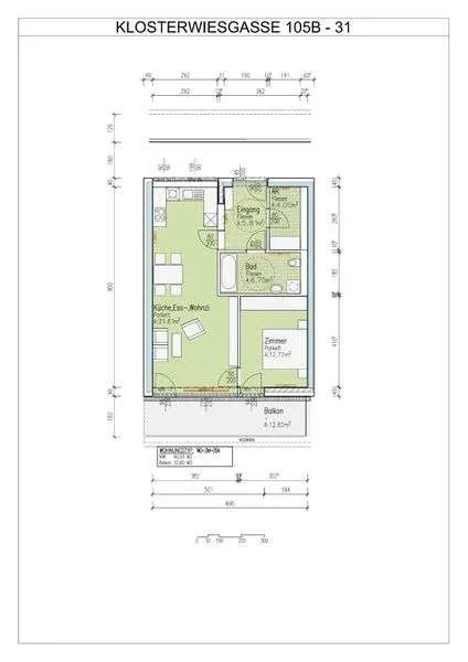 Geförderte 2-Zimmer-Mietwohnung mit Kaufoption in Graz-Jakomini - Ansicht 2