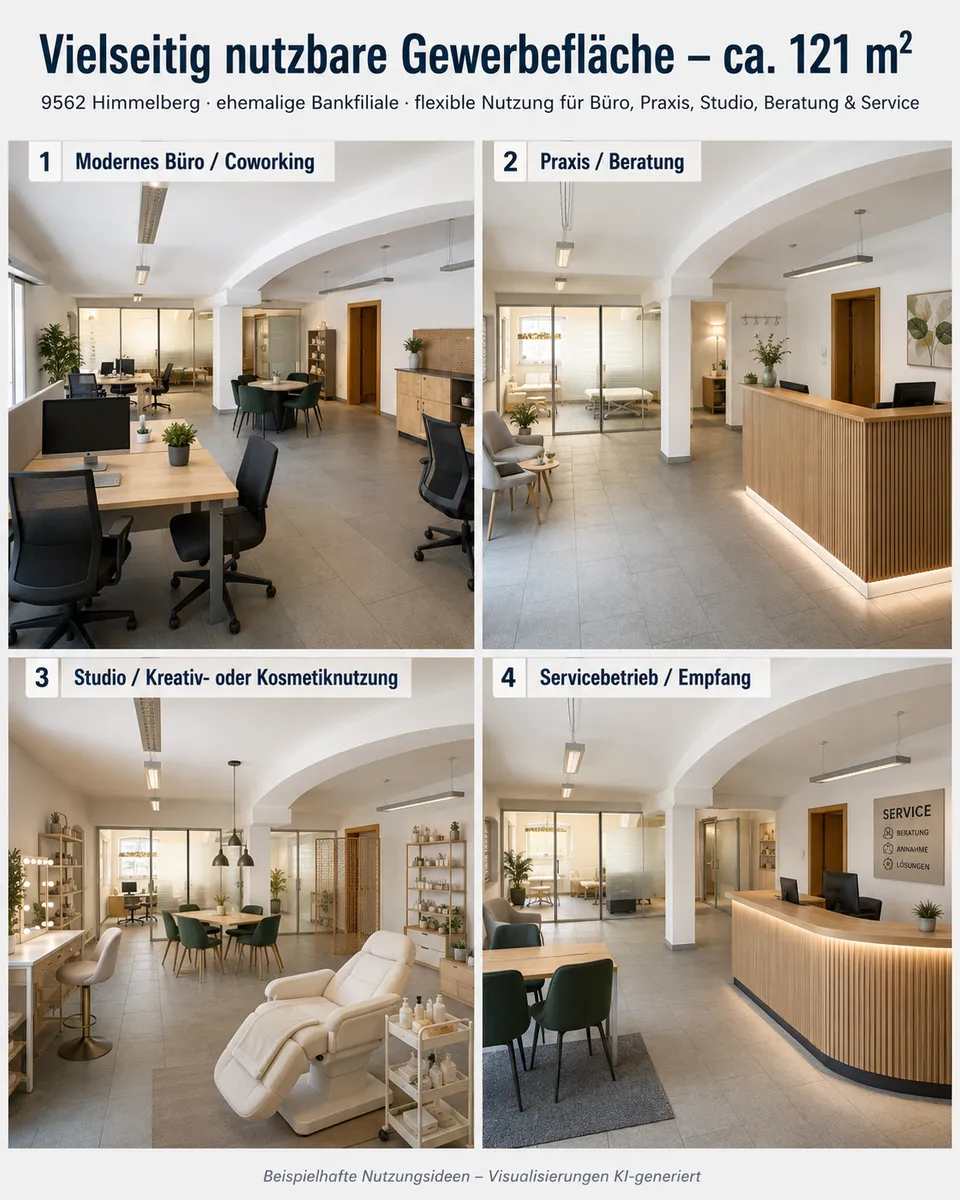 Geschäfts-/ Praxisfläche in Himmelberg | ca. 121 m² | barrierefreier Zugang, mehrere Behandlungs-/ Beratungsräume | Kundenparkplätze - Ansicht 2